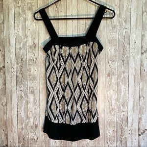 White House Black Market Womens Sleeveless Silk Blouse w/ Stretch Waistband XS